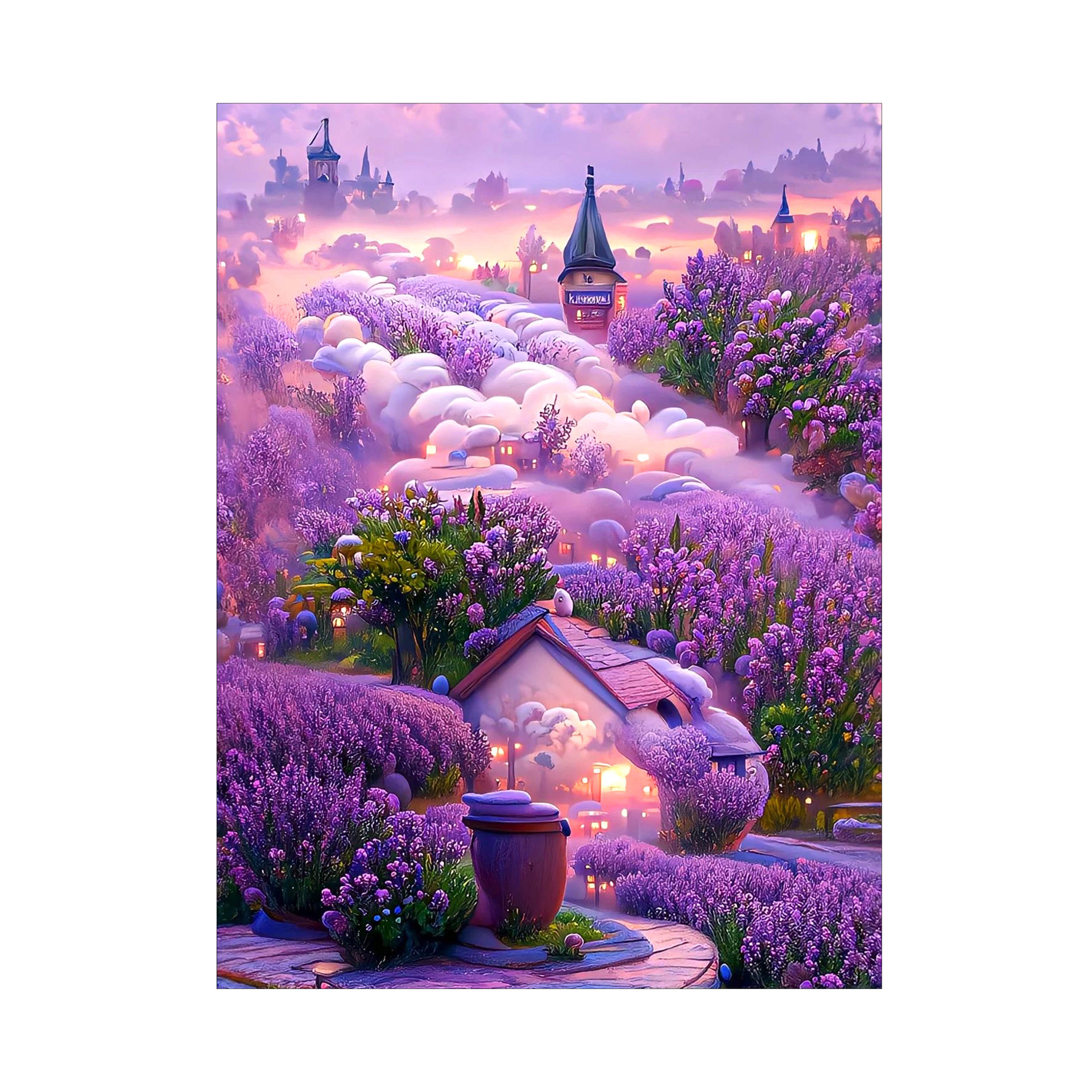 Punto de Cruz Real de la Mona Lisa, Decoración de Lavanda Hermosa de Cinco Estilos Nuevos, Bordado Hecho a Mano con 4 Hilos