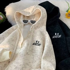春秋季潮牌休闲连帽卫衣男美式复古设计感外套男日系慵懒感卫衣男