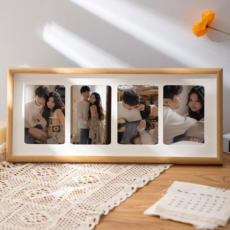 クリエイティブな組み合わせフォトフレームテーブル 234 リンク中空カップル 6inch フォトフレームカスタム木製フォトフレーム 3 または 4 リンクフォトアルバムフレーム|undefined