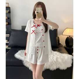 2026吊带三件套带胸垫 仿棉春夏新款睡衣女家居服