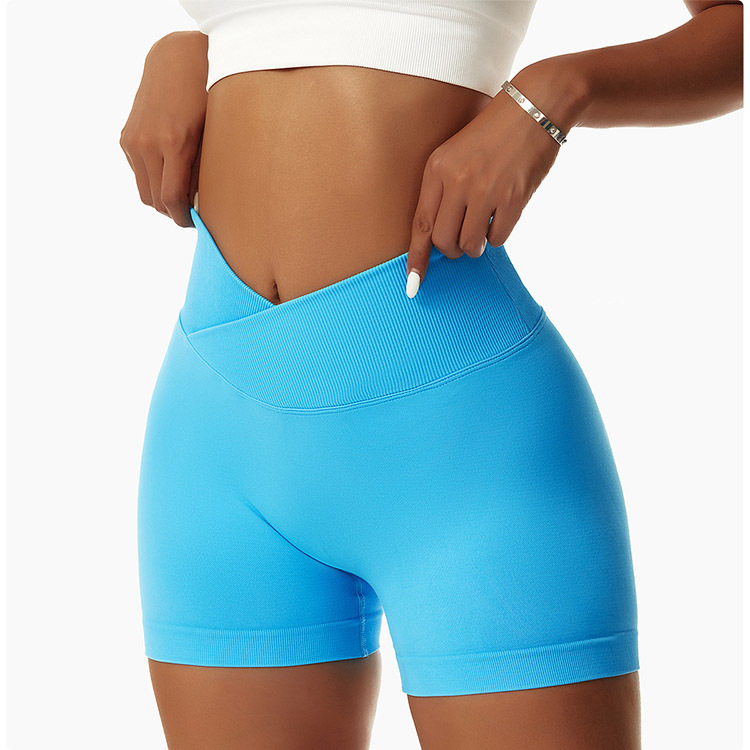 Verano V cintura melocotón cadera ajustados pantalones de tres puntos pantalones deportivos de yoga de cintura alta correr pantalones de yoga sin costuras de secado rápido