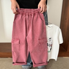 韓国風女の子スタイルオーバーオール 2024 春カジュアルパンツ子供ファッションワイドレッグパンツ南子供の純粋な綿のパンツ