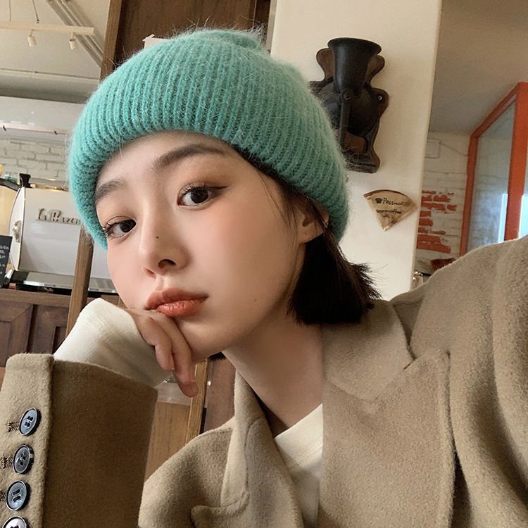 Õrn piim Fufu~Küüliku villavillane naiste kootud terava otsaga talvemüts_voghion.com