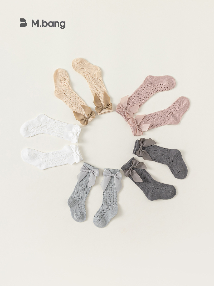 Ropa infantil Youbao, novedades de primavera y verano, calcetines hasta la pantorrilla con lazo para niñas, calcetines dulces para bebés, calcetines de malla hasta la pantorrilla