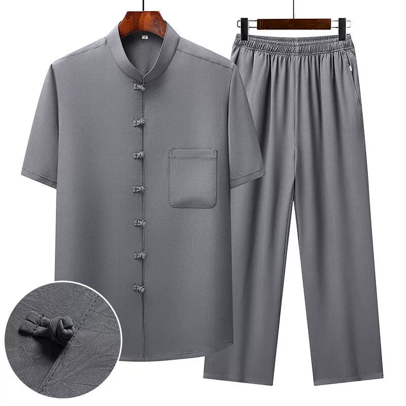 Фабрика оптом среднего и пожилого мужчины с воротником рубашка топ костюм тонкий кардиган летом с короткими рукавами