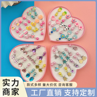 Super cute cartoon cute no ear hole ear clip children girls earrings anti pain earrings earrings princess girl earrings