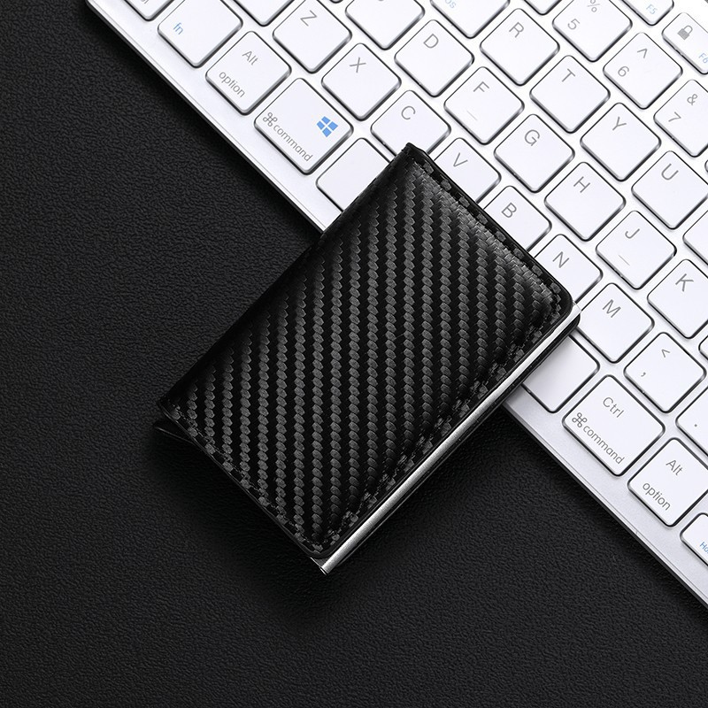 Anti-robo transfronterizo anti-magnético metal elástico bolsa de tarjetas de crédito caja de metal de aluminio para hombres bolsa de tarjetas de plata