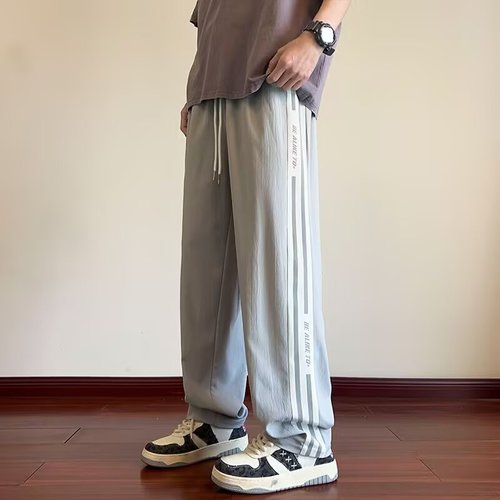 2025 New Loose Casual Pants for Men, Korean Style Trendy Matchable Pants, Summer Thin Model, Droopy Sensation Wide Leg Floor-Length Pants