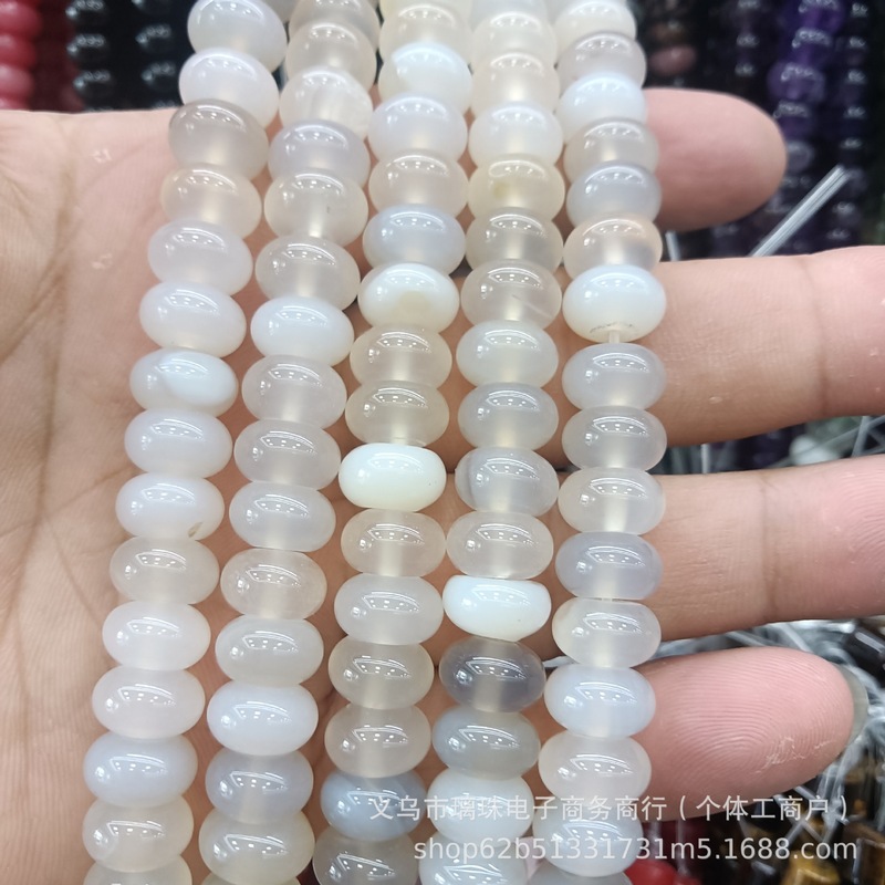 6x10mm天然石水晶玛瑙算盘珠隔片散珠串珠diy饰品手链项链配件批|undefined