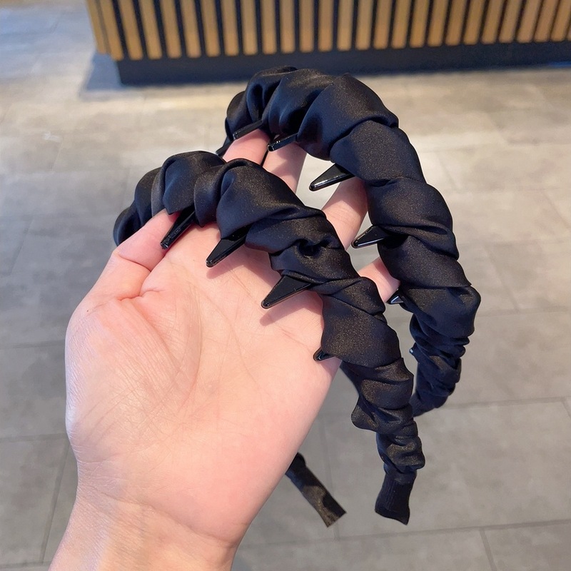 轻奢高级感缎面褶皱云朵齿梳发箍女百搭纯色高颅顶头箍洗脸压发卡|undefined