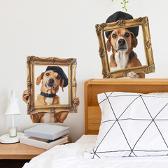 外貿創意小狗相框兒童臥室宿舍玄關家居裝飾牆貼貼紙自粘批發跨境