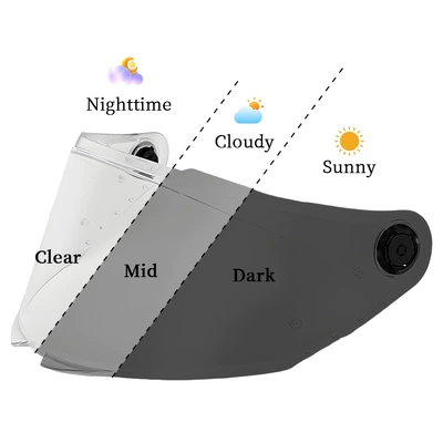 All-weather photochromic motorcycle helmet visor compatible with Thor 4/Stinger 2/V-28 and other full-face helmets (Dəbilqə (Kaska) aksesuarları) - v28b-thunder-4-svstinger2-thunder-4-transparent-turns-black