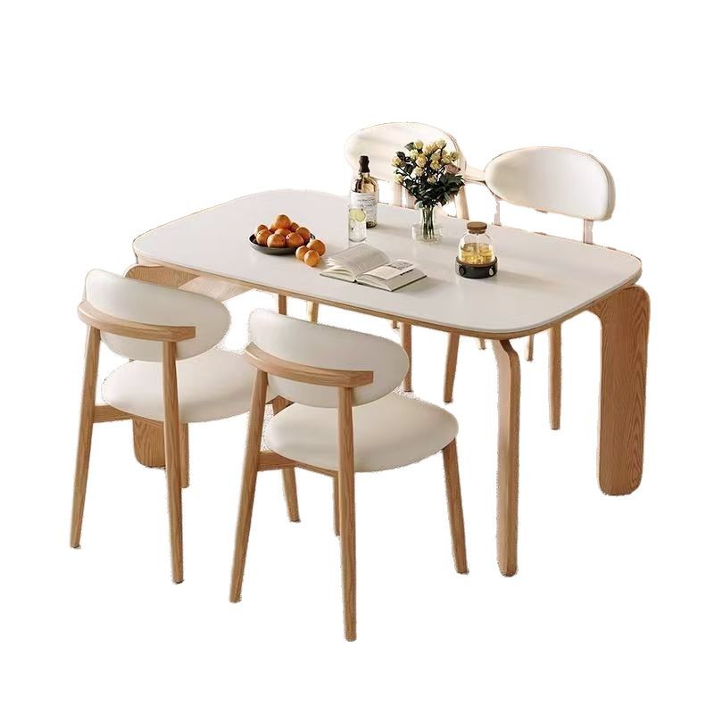 Luz y lujo nórdico de pierna de elefante tabla de roca mesa y silla de comedor conjunto de tabla de roca doméstica pequeña casa resistente al desgaste de transferencia de tabla de roca comida combinada