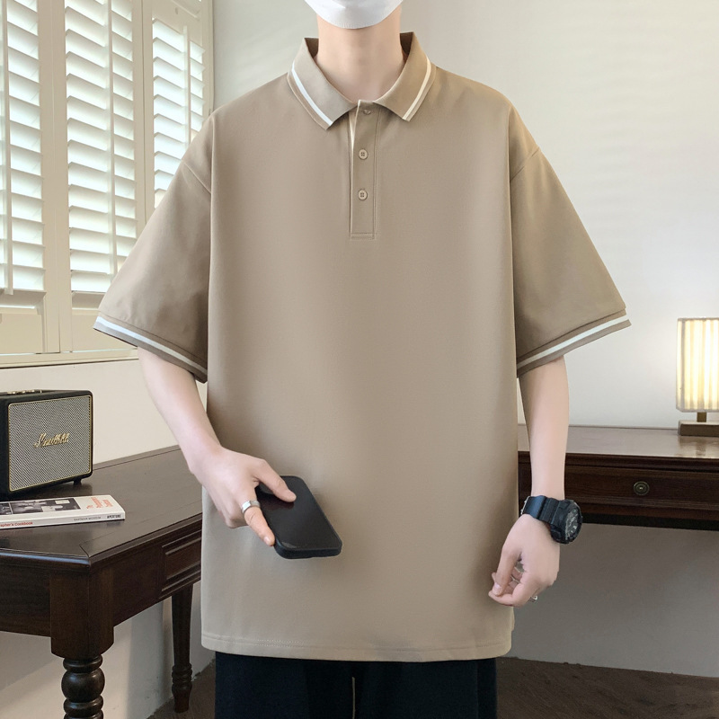 plus size Polo Shirt Men's Summer New Arrival Youth Hong Kong Style Casual Loose Short Sleeve Men's Lapel Trendy Brand T-Shirt Top