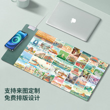 厂家直销国潮无线充鼠标垫大号鼠标垫电脑游戏办公桌垫文创印LOGO