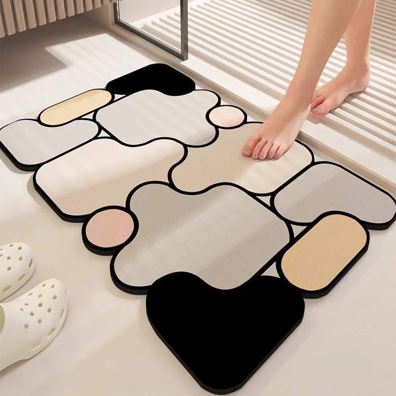Bathroom Floor Mats, Absorbent Diatom Mud Floor Mats, Simple Style Bathroom Door Mats, Stain-Resistant and Easy to Care For, Foot Mats Available for Wholesale