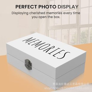 Cross-border Wooden Photo Storage Box Souvenir Storage Box White Solid Wood Gift Packaging Box Jewelry Finishing Wooden Box