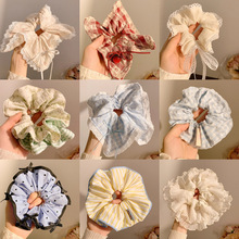 大号大肠发圈女韩系可爱布艺发绳时尚格子蝴蝶结扎头发盘发头饰