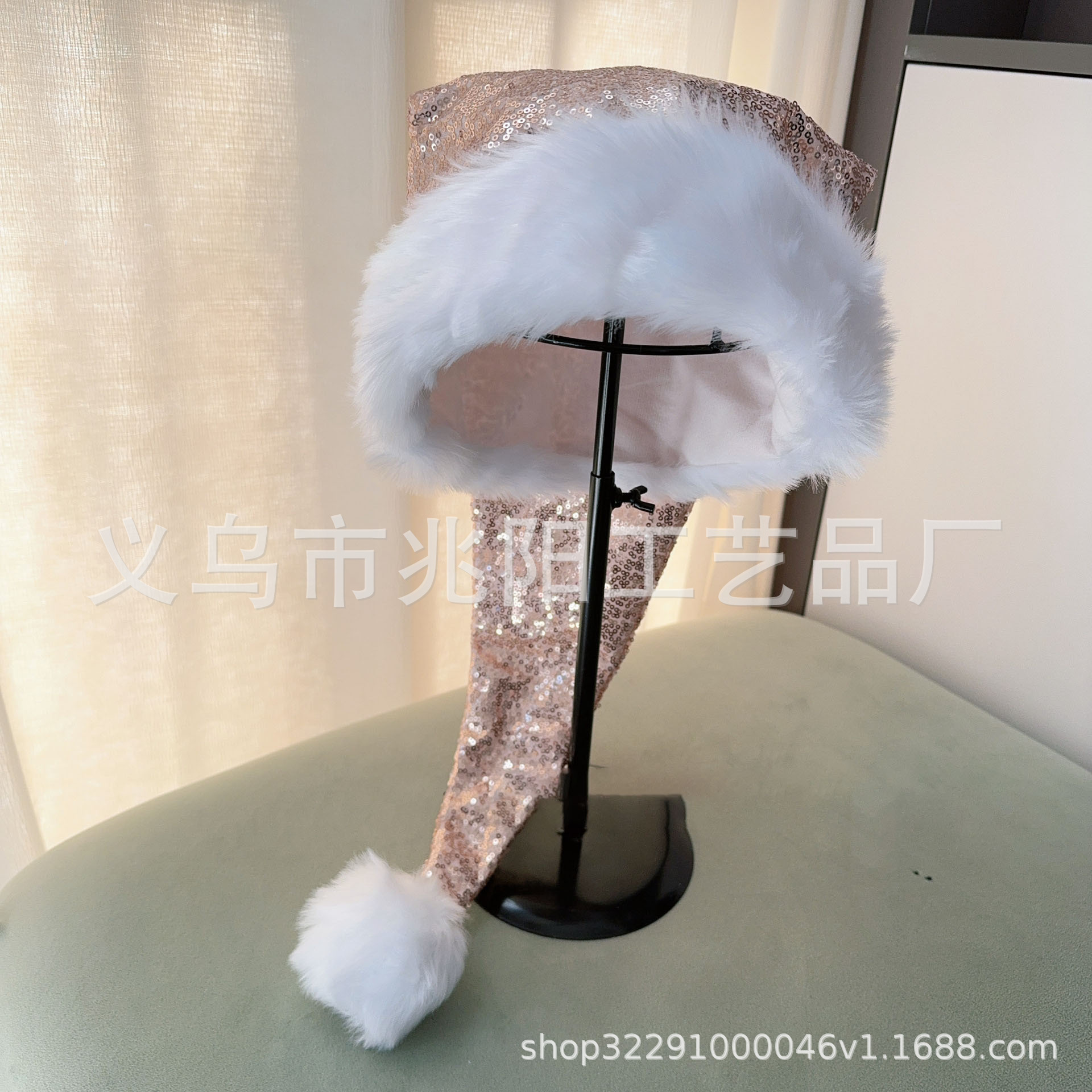 24 nuevos sombreros de Navidad largos transfronterizos 75 cm adultos sombreros de Navidad de color champaña sequillas decoraciones de Navidad