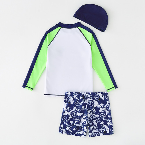 Foreign trade children's swimsuit boys split long-sleeved sun protection medium and large children's swimming trunks small children's boys baby surfing clothes quick-drying