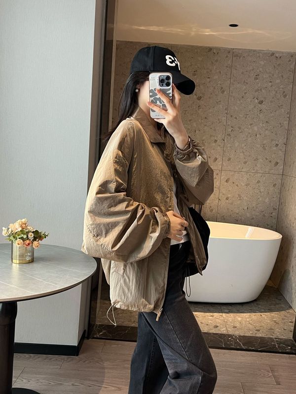 包y褶皱云系列夹克闪光缎翻领拉链外套男女同款081b902|undefined