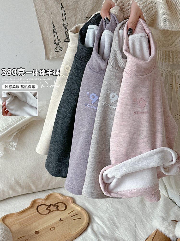 [Spot] 380g una camisa de cachemira de invierno para niñas con un cuello medio alto para niños