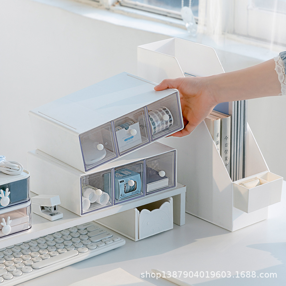 Caja de almacenamiento de escombros de escritorio caja de almacenamiento de papelería de escritorio de acrílico caja de cajón de cosméticos insfeng