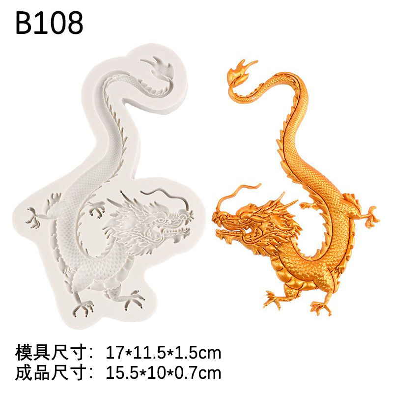 Molde de silicona tótem de dragón de estilo chino múltiple patrón de estilo chino Borde de pastel de dragón Fondant molde de chocolate para hornear