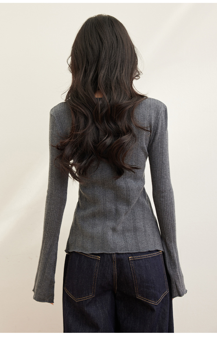 Early Spring New Fake Two Pieces Contrasting Color Design V-Neck Irregular Waist Thin Knitted Top Women 21 O1Cn01Axqbwg1M2G0C4U7So !!3434201376 0 Cib