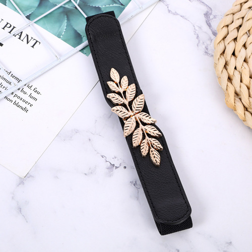 Wholesale Fashion Women's Stretchable Fine Waist Seal Elastic Decorated Belt with Hooks for Down Jackets and Dresses