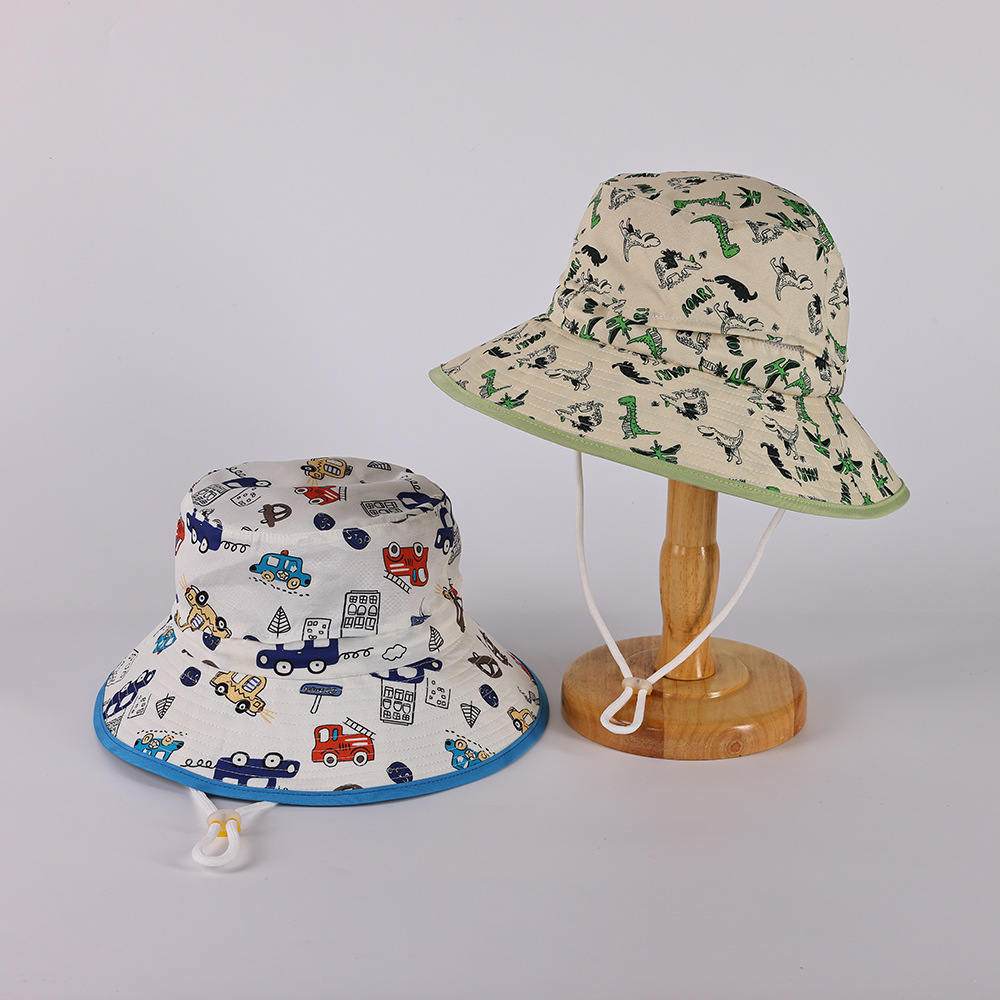 儿童帽子宝宝夏季防晒网布透气防紫外线调节恐龙动物3-8渔夫帽