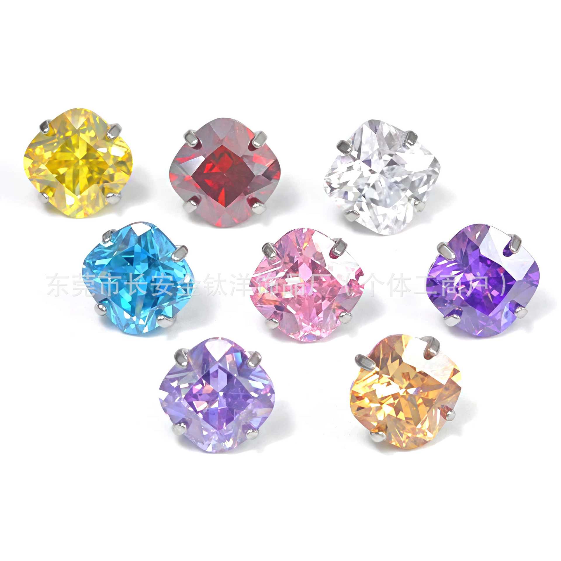 F136 Titanium Round Bottom Fat Square Zircon Inlaid 5A Zircon Lip Nose Ear Bone Nail G23 Titanium Alloy Piercing Jewelry detail image 8