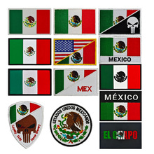 现货供应 墨西哥国旗刺绣魔术贴旗帜补丁MEXICO徽章户外包配布贴
