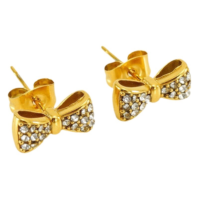 Cruz-frontera europea y americana de estilo INS pendientes de acero inoxidable de 18 quilates de arco de diamantes pendientes de alta calidad para las mujeres