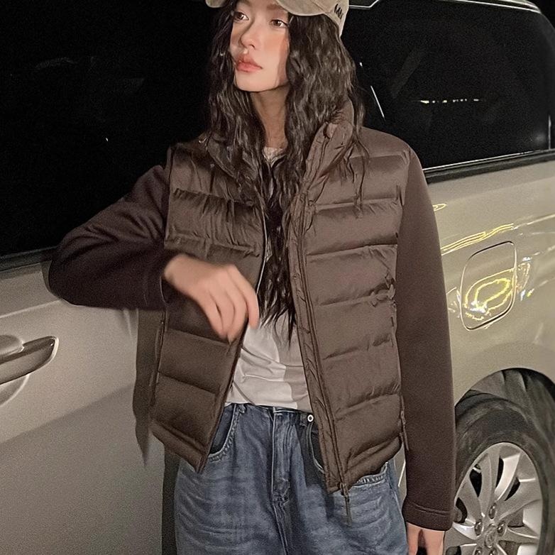 Comercio exterior ligero y delgado plumón de algodón mujer 2025 nuevo estilo de collar vertical moda de otoño y invierno simple chaqueta de algodón coreano abrigo