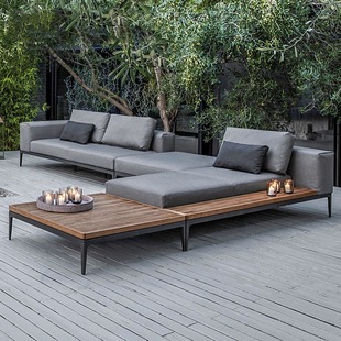 American Outdoor Sofa Technology Cloth Courtyard Teak Outdoor Open-Air B&B Hotel Waterproof Aluminum Alloy Corner Furniture