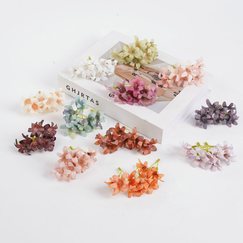 Simulation of three freesia artificial flower silk flower diy handmade wreath headdress material Chinese clothing with home decoration