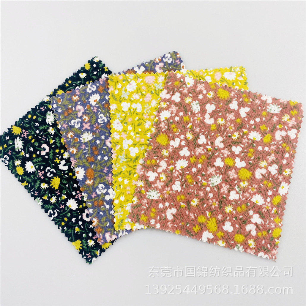 日系磨毛印花布 秋冬新款全棉加厚磨毛印小碎花 娃娃衫棉服面料