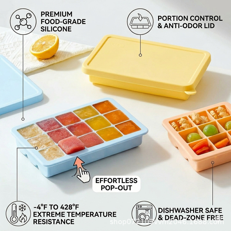 kalar baby silicone food supplement box with lid fresh-keeping sealed frozen ice box 9 compartment children split ice tray kalar baby silicone food supplement box with lid fresh-keeping sealed frozen ice box 9 compartment children split ice tray