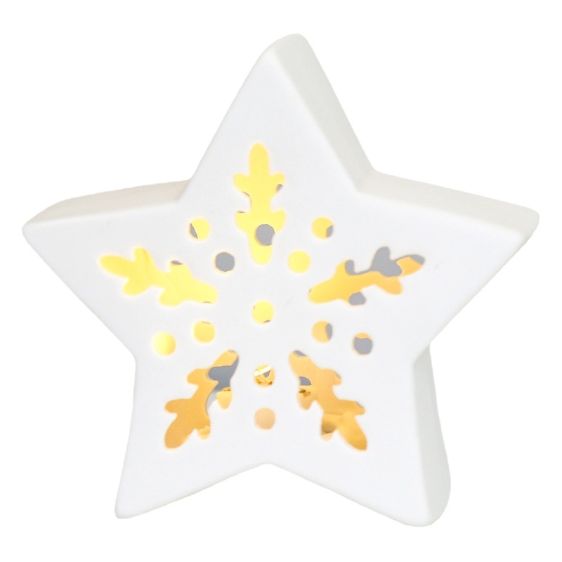 Hueco de estilo europeo estrella de cinco puntas luz de la noche regalo Nordic Comercio exterior decoraciones artesanías de cerámica decoración fábrica de Ventas Directas