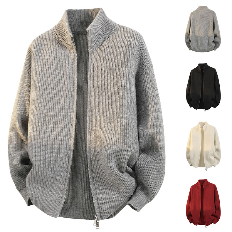 Cárdigan de Punto con Cremallera para Hombre, Poliéster, Transpirable, para Ocio image 1