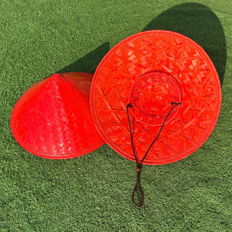 Bamboo antiguo sombrero negro caballero gazebo espectáculo de escenario accesorios para hombres y mujeres guerreros marciales sombrero gazebo rojo show