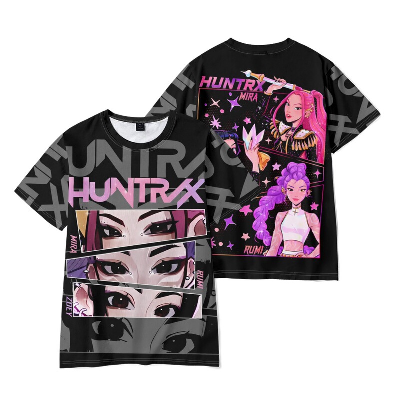 2025跨境新品KPop Demon Hunters印花短袖T恤印花成人童装夏季|undefined