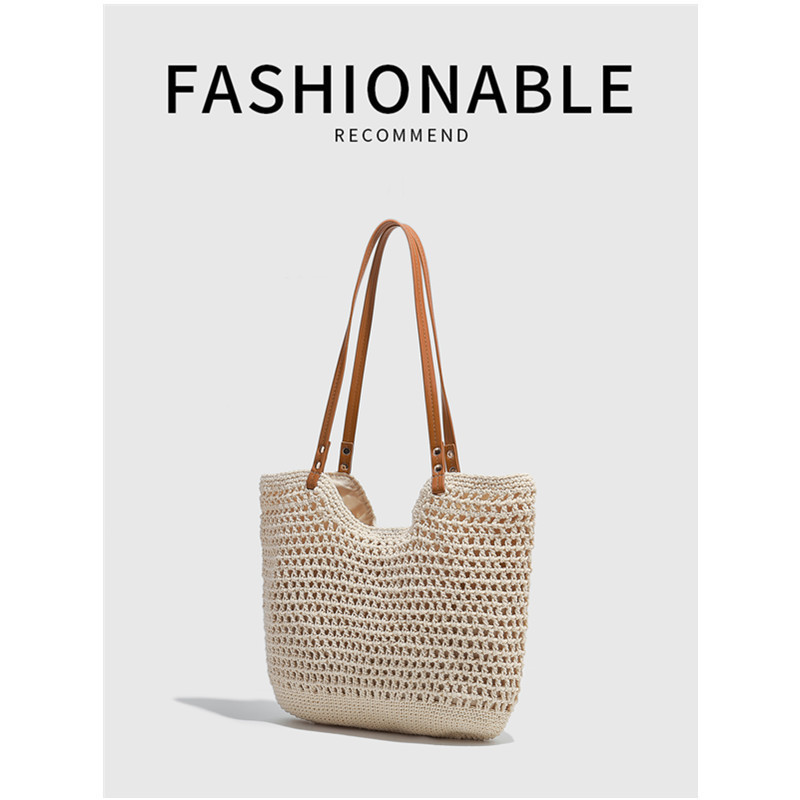 Large Woven Tote Bag 2026 New Spring and Summer Casual Vacation Beach Bag Single Shoulder Underarm Bag Crossbody Large Capacity
