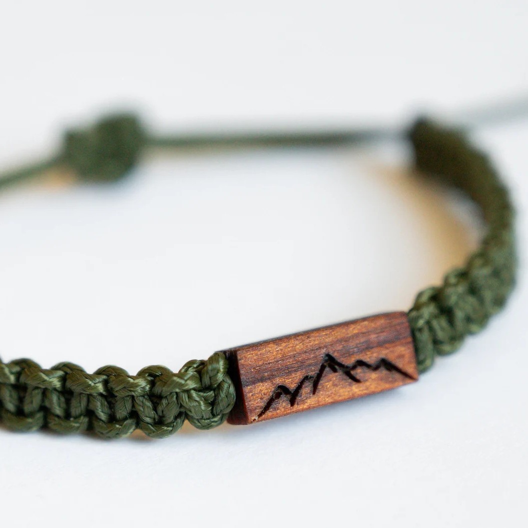 Cross-Border Wooden Adjustable Bracelet, Redwood Pyrography, Hand-Woven Soft Cord Bracelet