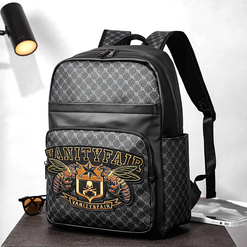 Sac à dos pour ordinateur portable pour homme avec broderie originale - Sac de travail antivol de grande capacité et résistant à l'eau, sac d'ordinateur durable de 15 pouces, style de voyage unisexe 2025_voghion.com