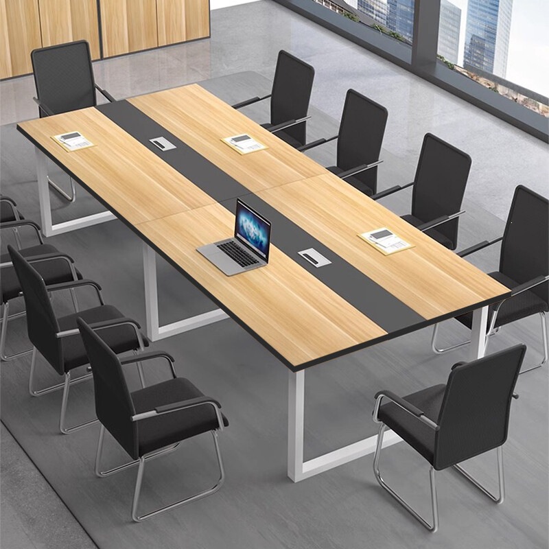 Conference long table, commercial modern minimalist workbench, table and chair combination for small and large conference rooms, reinforced office desk for discussions Conference long table, commercial modern minimalist workbench, table and chair combination for small and large conference rooms, reinforced office desk for discussions