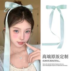 垂れ耳ウサギのヘッドドレス〜ピンクのリボンヘアピン女性用2025新しいヘッドクリップバレエスタイルリボンヘアアクセサリー