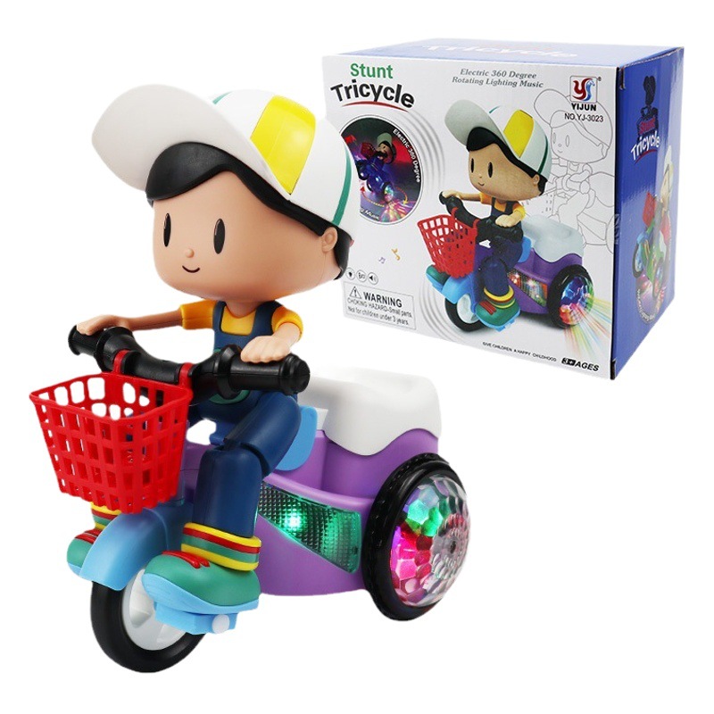 Douyin mismo estilo de celebridades de Internet acrobacias acrobáticas triciclo juguete coche eléctrico luz música bebé bebé niño niña