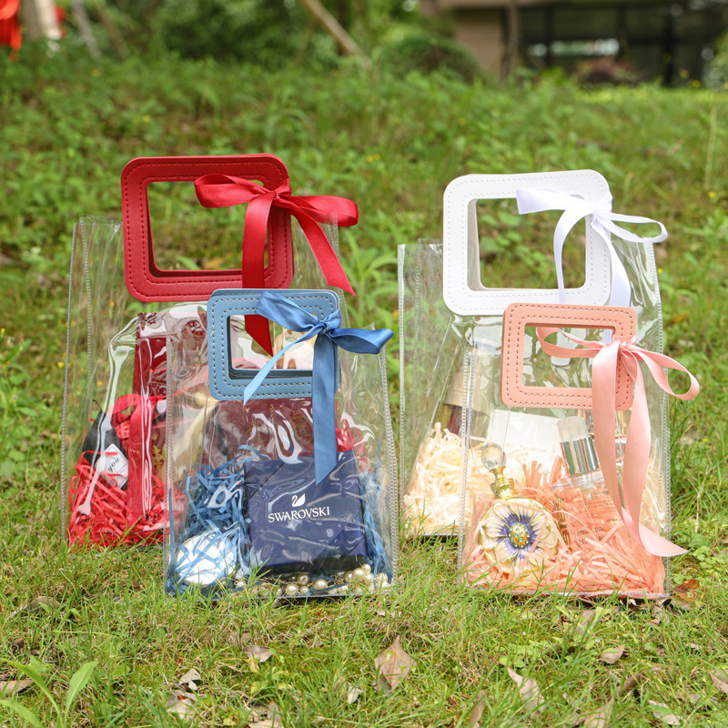 批发中秋节七夕透明PVC手提礼品袋包装ins伴手礼袋婚礼喜糖袋